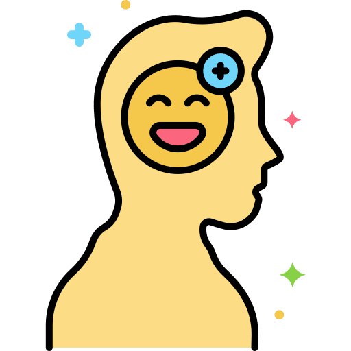 Positive thinking psychology healthcare and medical intelligence icon