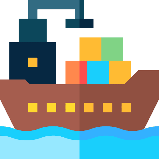 Cargo ship shipping and delivery sea cargo boat icon
