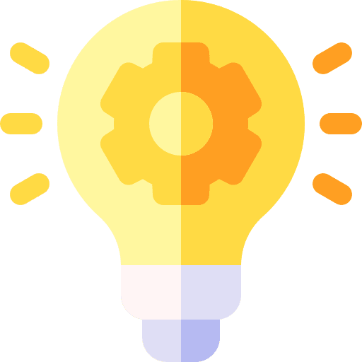 Development management light bulb process icon