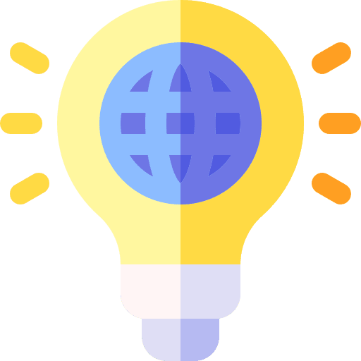 Global marketing innovative light bulb icon Global marketing innovative light bulb icon