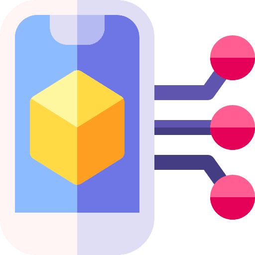 Augmented reality cube electronics networking icon Augmented reality cube electronics networking icon