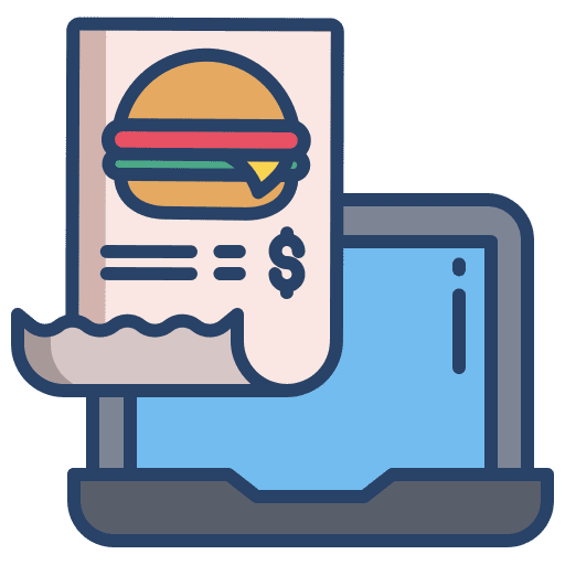 Hamburger bill food and restaurant food delivery icon Hamburger bill food and restaurant food delivery icon