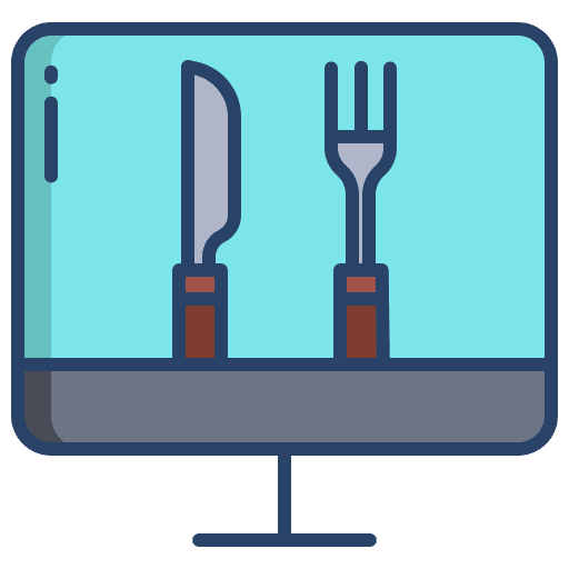 Dinner computer food and restaurant shipping and delivery icon Dinner computer food and restaurant shipping and delivery icon