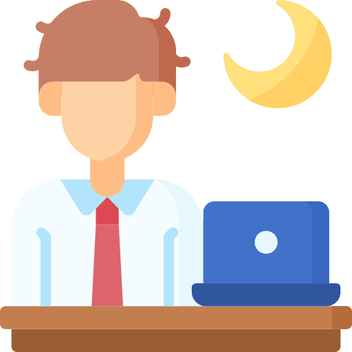 Overtime working hours clock moon icon