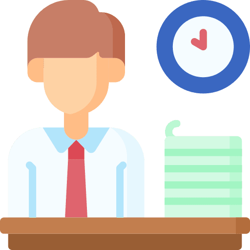 Busy worker caucasian clock icon Busy worker caucasian clock icon