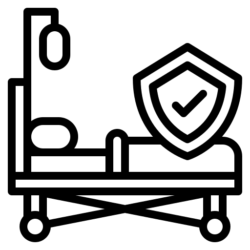 Health insurance illness claim bed icon
