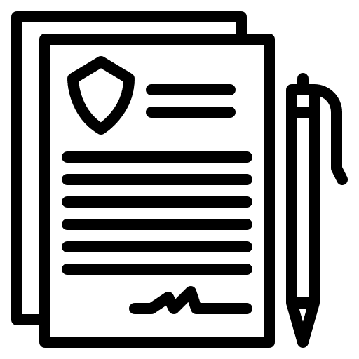 Insurance policy document contract signature icon
