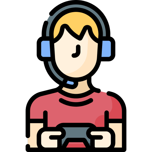 Gamer caucasian gaming social icon