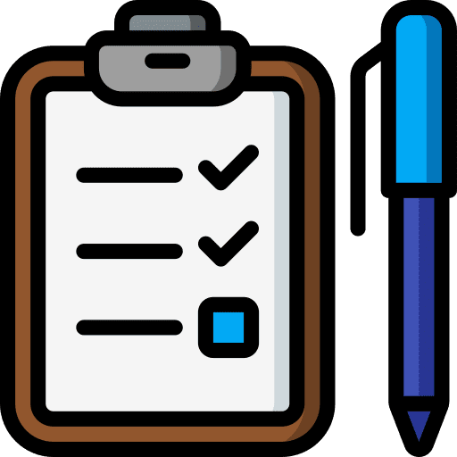 Check list verification files and folders clipboard icon