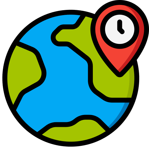 Location clock location world icon