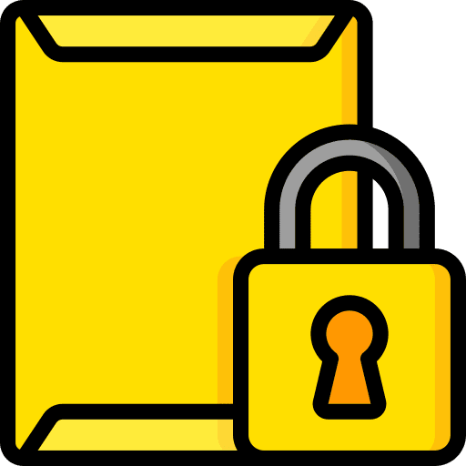 Envelope document data security lock icon