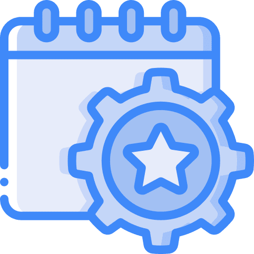 Event management schedule gear star icon