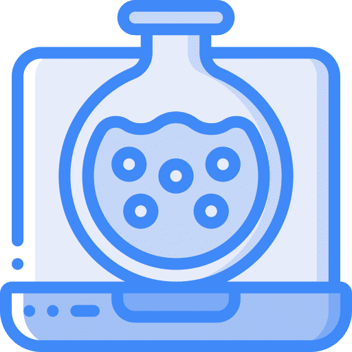 Laptop scientific laptop flask icon