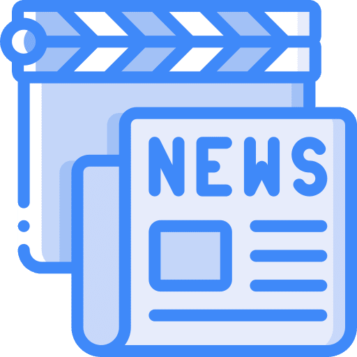 News film paper music and multimedia icon
