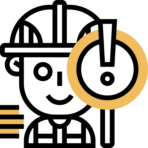 Failure worker analysis magnifying glass icon Failure worker analysis magnifying glass icon