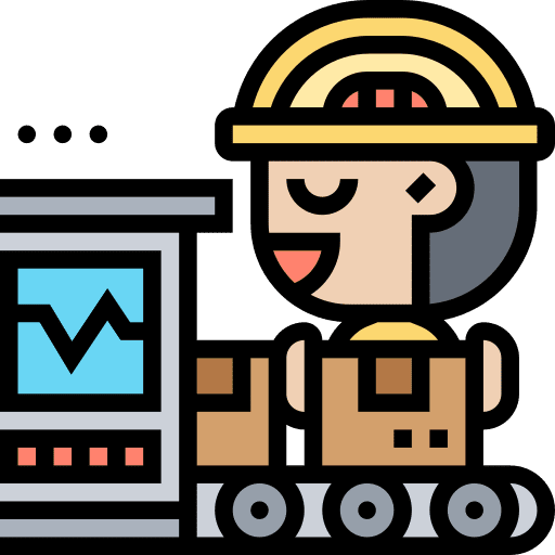Production conveyor belt shipping and delivery packaging icon