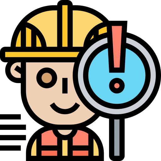 Failure failure magnifying glass worker icon Failure failure magnifying glass worker icon