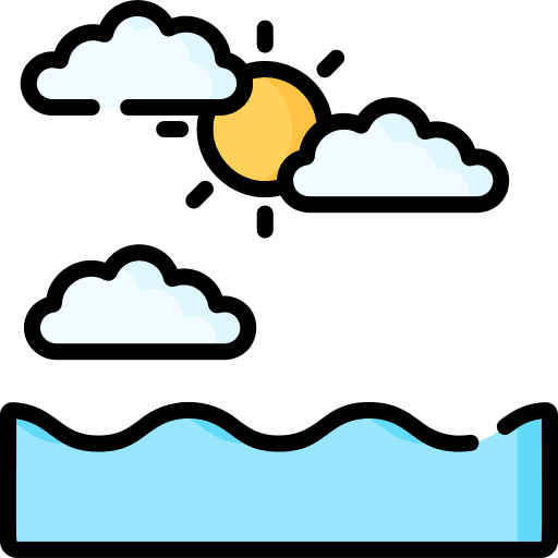 Sun sun cloud water icon