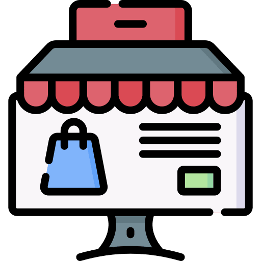 Ecommerce online store business and finance monitor icon