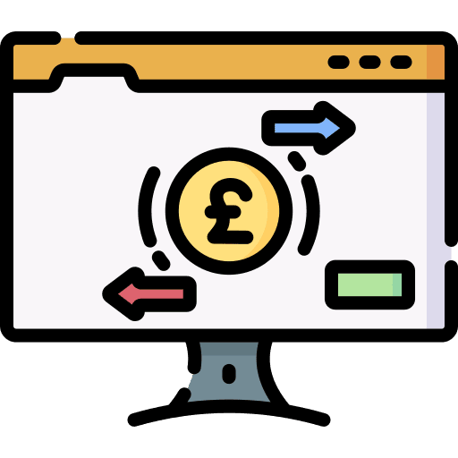 Transaction computer business and finance network icon