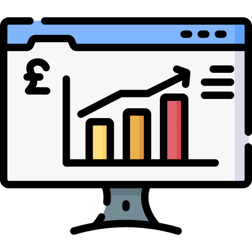 Statistics line bars business and finance screen icon