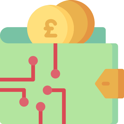 Digital wallet payment mehotd money pound icon