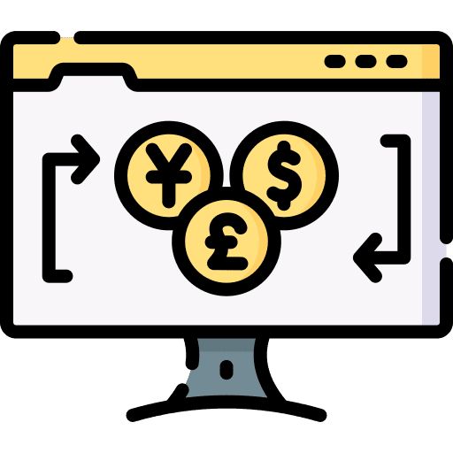 Money flow computer cash flow online icon