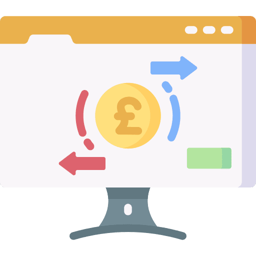 Transaction business and finance money computer icon