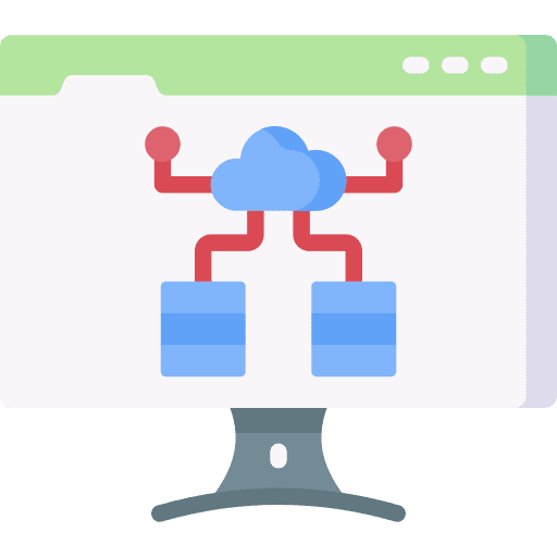 Big data cloud network server icon