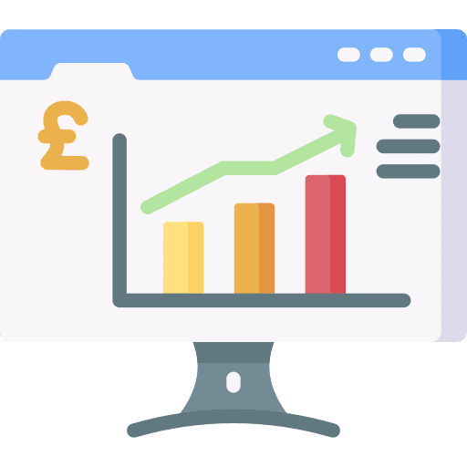 Statistics computer screen pound icon
