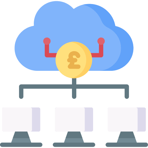 Big data monitor cloud digital economy icon
