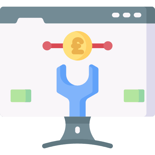 Development monitor computer business and finance icon