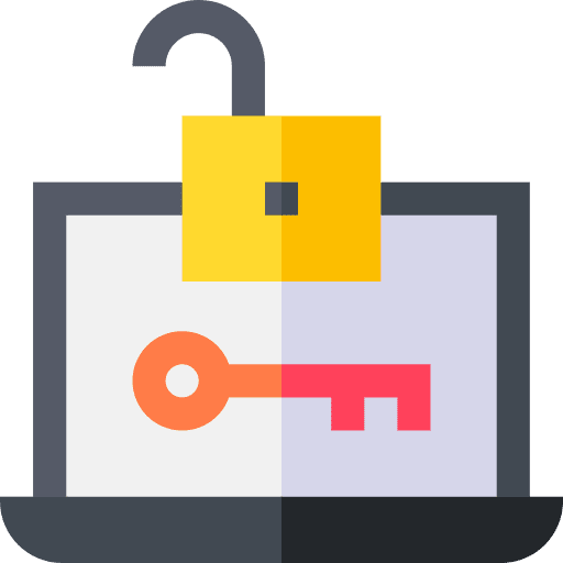 Laptop unprotected open lock icon