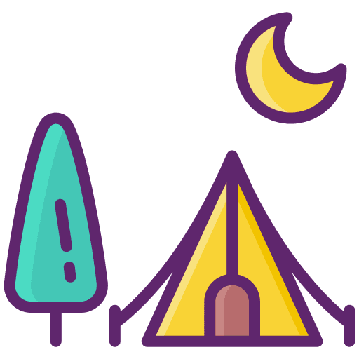 Camping nature tree moon icon