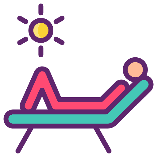 Sunbed sunbathing people sun icon