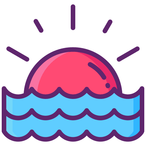 Sunset sea beach sun icon