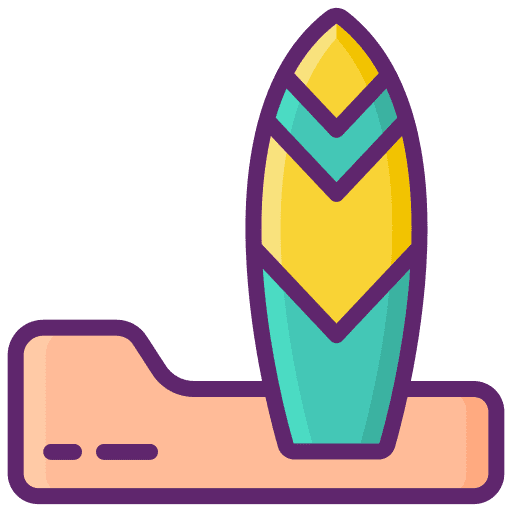 Surfboard beach aquatic sports sand icon