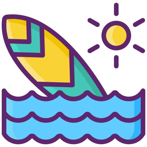 Surfboard sea sun surfboard icon