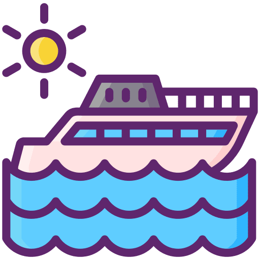 Yacht sun ferry boat travel icon