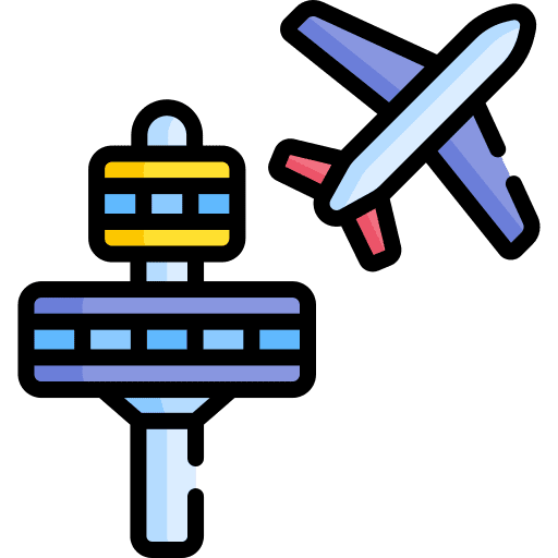 Airport building flight control tower icon Airport building flight control tower icon