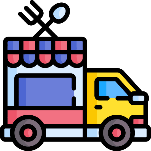 Food truck food and restaurant transport vehicle icon Food truck food and restaurant transport vehicle icon