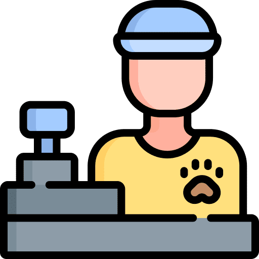 Cashier cash register pet shop people icon