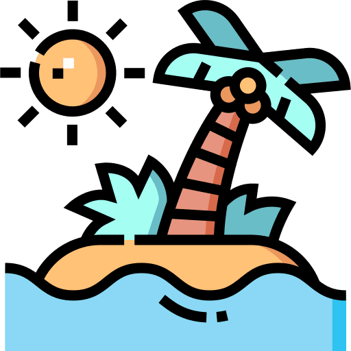 Island landscape sun nature icon
