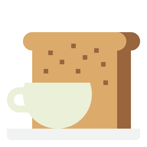 Breakfast coffee cup toast icon