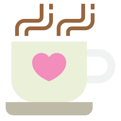 Hot coffee hot coffee heart mug icon