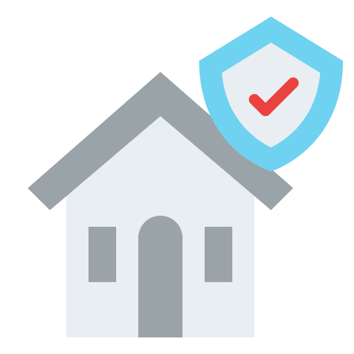 Home insurance security shield property icon Home insurance security shield property icon