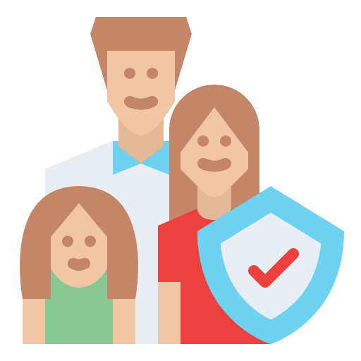 Life insurance shield protected family icon Life insurance shield protected family icon