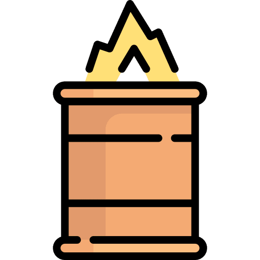 Barrel container flame warming icon Barrel container flame warming icon