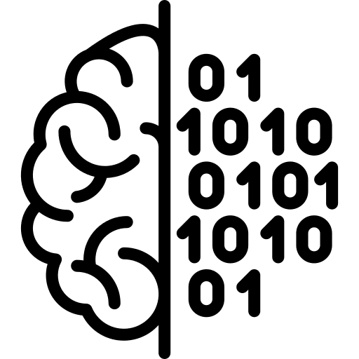 Brain automaton digital binary icon