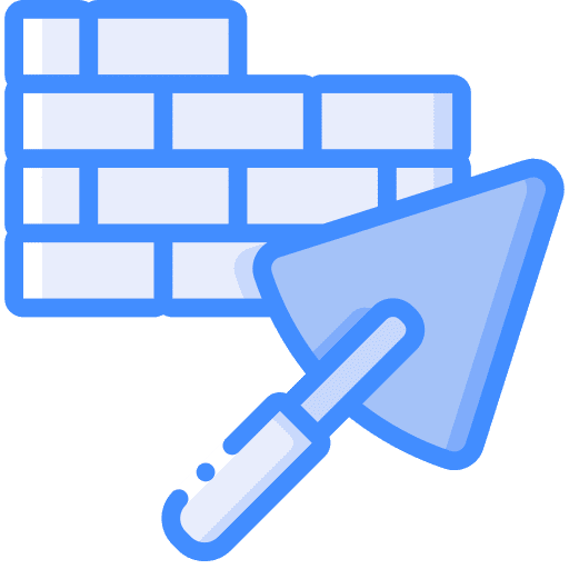Brickwall construction and tools buildings stone icon